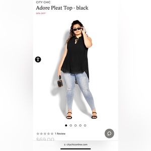 City Chic Adore Pleated black tunic NWT size 20